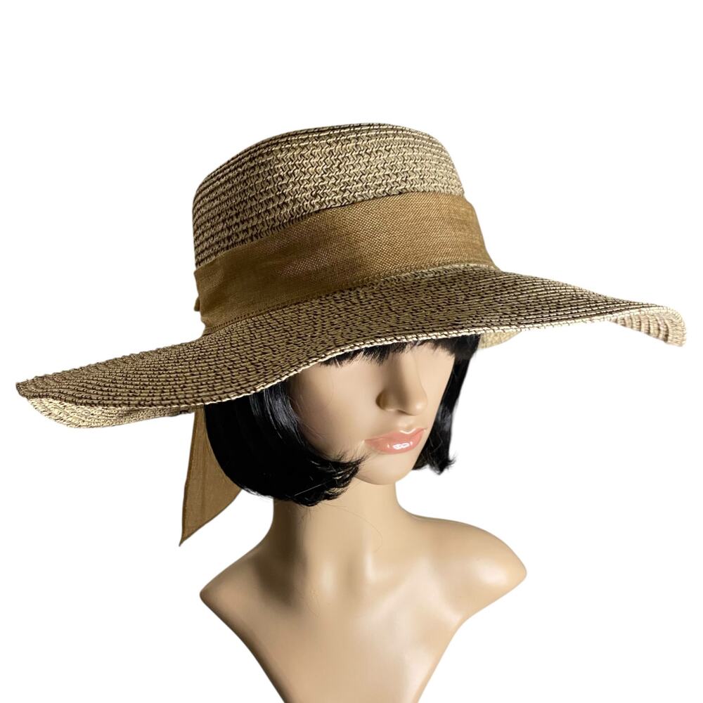 Women's Beach Oversized Sun Hat 100% Paper Coastal Chic with Bow